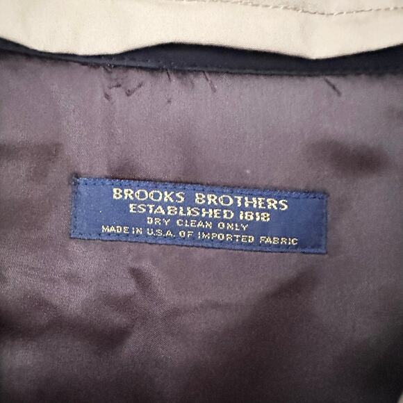 Brooks Brothers Tan Khaki Long Trench Overcoat Plaid Lining Wool Zip Interior - Picture 9 of 12